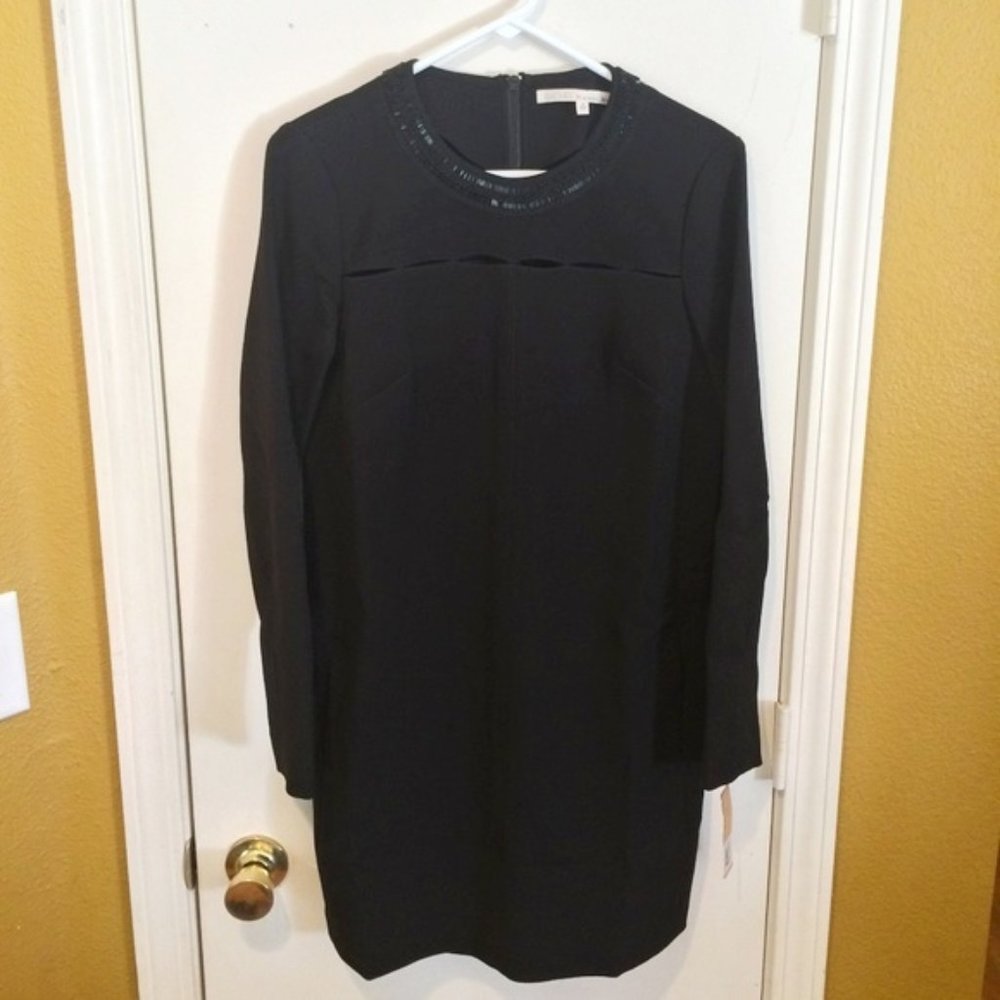 Rachel Roy women's size 4 long sleeve embellished neck stretchy formal dress